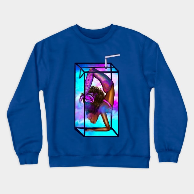 Mermaid handstand in a juicebox Coco the Magical rainbow mermaid doing an underwater handstand. Afro hair and caramel brown skin Crewneck Sweatshirt by Artonmytee